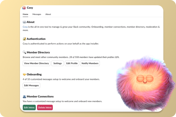 Cosy Never Leave Slack Feature